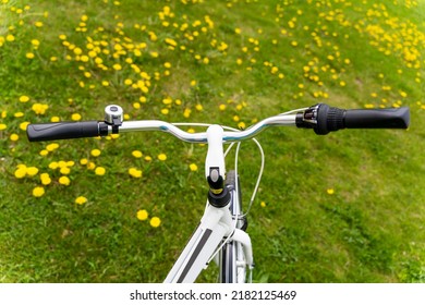 bicycle handlebar with bell and speed switch close-up