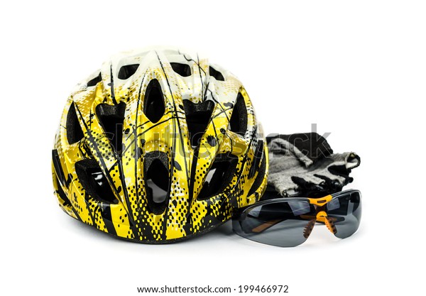 cycle helmet and gloves
