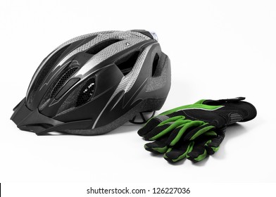 bike helmet and gloves
