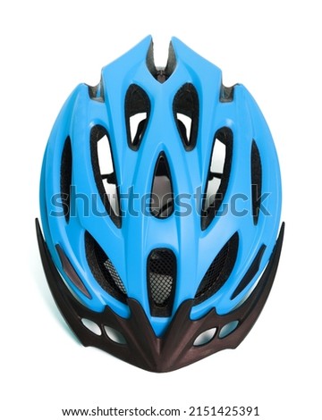 Bicycle helmet isolated on white background with shadow. Top view.