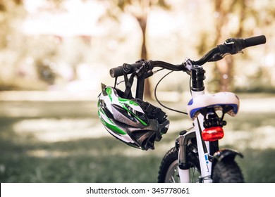 Bicycle Helmet On The Handlebar