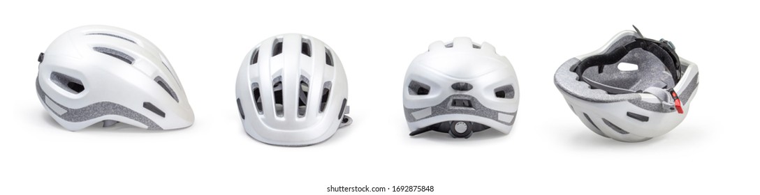 Bicycle helmet In various ways. On a white background clipping path.