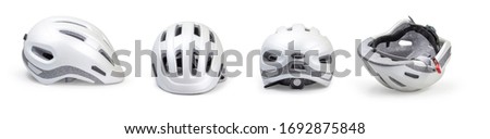 Bicycle helmet In various ways. On a white background clipping path.
