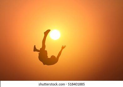  Bicycle kick the sun on sunset background