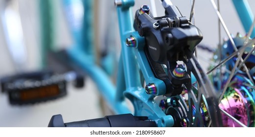 The Bicycle Is Parked In Front Of The House With Additional Accessories Details: Photo Taken In Jakarta, July 2022, Saturday