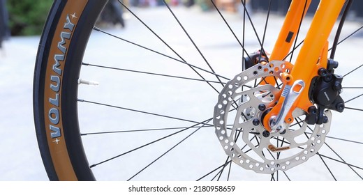 The Bicycle Is Parked In Front Of The House With Additional Accessories Details: Photo Taken In Jakarta, July 2022, Saturday