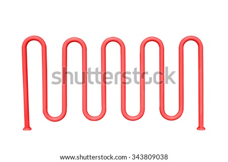 Bicycle parking made steel painted red isolated on white background, with clipping path.