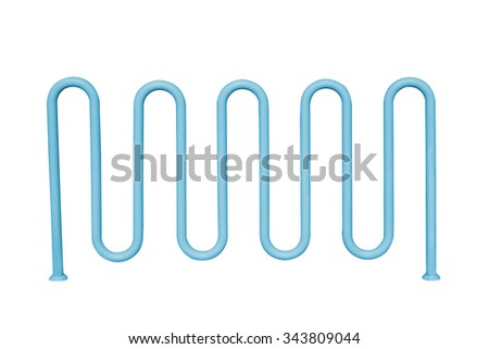 Bicycle parking made steel painted blue isolated on white background, with clipping path.
