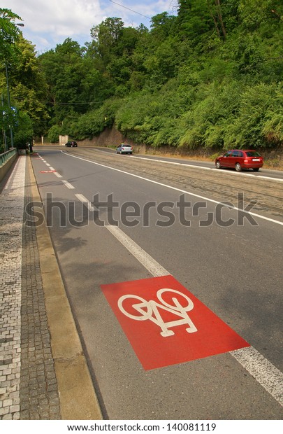 Bicycle path along the\
road