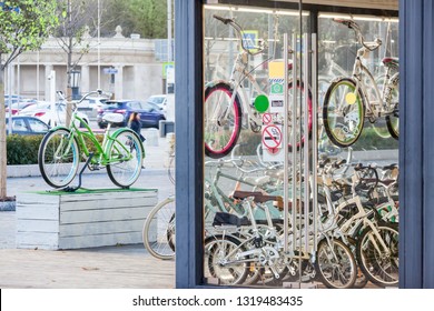 Bicycle rental on the city street shop for outdoor sports activities - Powered by Shutterstock