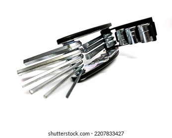 Bicycle Repair Tools Wrench, L Wrench, Screwdriver, Etc On A White Background