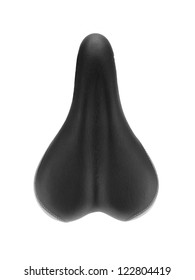 A bicycle seat isolated against a white background