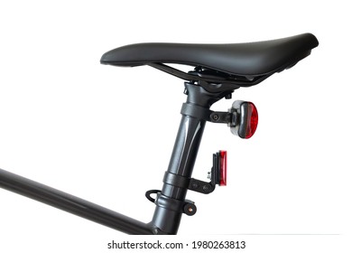 Bicycle seat or saddle and seatpost isolated on white background