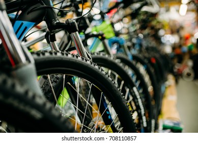 Bicycle shop, rows of new bikes, cycle sport store - Shutterstock ID 708110857