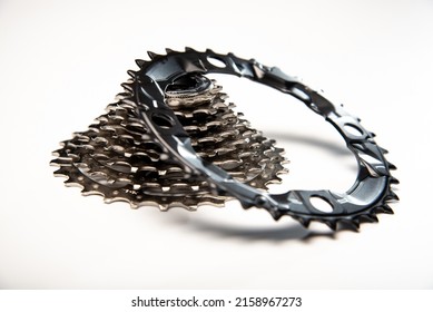 Bicycle spare parts for transmission. New cassette and star on the bike