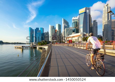 Bicycle sport in marina bay area, Singapore city