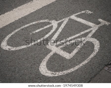 Similar – Foto Bild Fahrradweg, Verkehrswende, Fahrbahnmarkierung 4