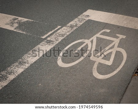 Similar – Foto Bild Fahrradweg, Verkehrswende, Fahrbahnmarkierung 4