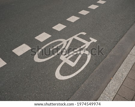 Similar – Foto Bild Fahrradweg, Verkehrswende, Fahrbahnmarkierung 4