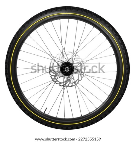 Bicycle tire and wheel isolated on white background.