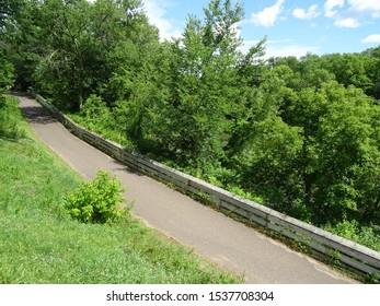 Bicycle Trail Along The Red Cedar River In Wisconsin