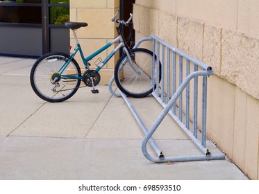 Bicycle Waiting To Be Ridden On A Bicycle Stand