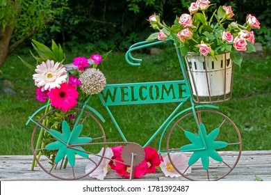 Bicycle As A Welcome Decoration With Flowers