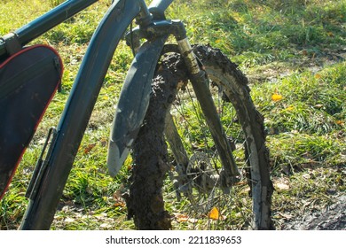 Bicycle Wheel. Dirty And Puddle. Cycling.