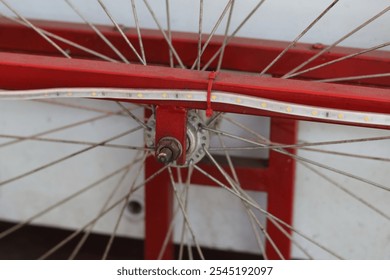 bicycle wheel spokes are a bit rusty. jeruji sepeda menutup roda sepeda
 - Powered by Shutterstock