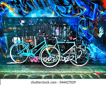 Bicycles and graffiti - Powered by Shutterstock