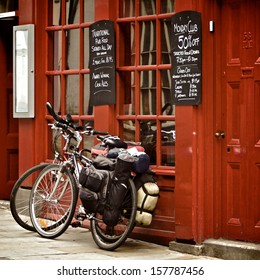 Bicycles On The British Pub, Durham, United Kingdom