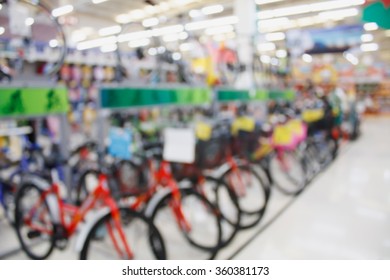 Bicycles in shop blurred background