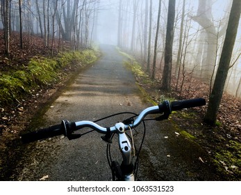 Bicycling Along The Greenway In The Forest On A Foggy Morning At Tims Ford State Park In Winchester Tennessee