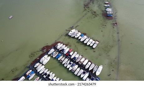 Biel Bienne, Switzerland. 16 July 2021. The Lake Of Bienne Hit Record High. The City Of Bienne Record A Dramatic Flooding. Boats In The Harbour Are Trapped.