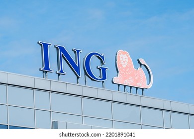 Bielsko, Poland - 09.14.2022: ING Bank Logo. Internationale Nederlanden Groep Is A Dutch Bank With Operations All Over The World