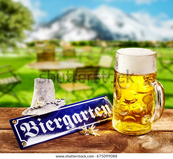 Biergarten Beer Garden Sign German Called Stock Photo Edit Now