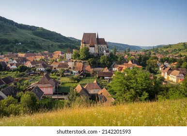 Biertan village in Transylvania with historic Biertan fortified saxon church, Unesco World Heritage site, Romania, Europe. Romania travel destination