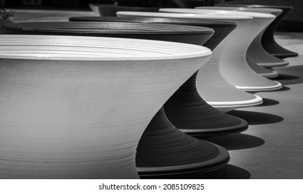 Big abstract circular cups shape design colorful for space decoration with perspective. Black and White tone, No focus, specifically. - Shutterstock ID 2085109825