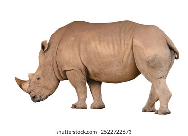 big african rhinoceros isolated on white background