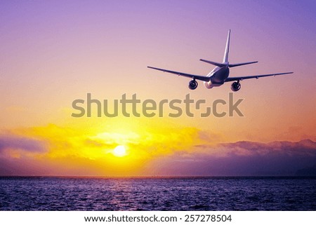 Similar – Image, Stock Photo Sunset over sea