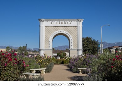 The big Alhambra symbol landmark of Los Angeles, California