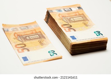 Big amount of 50 euro banknotes close-up. Rich life conceptual . High quality photo - Shutterstock ID 2121141611