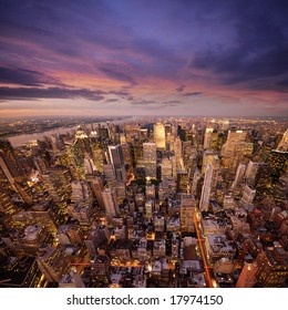 Big Apple After Sunset - New York Manhattan At Night