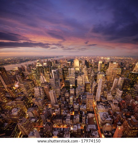 Big Apple after sunset - new york manhattan at night