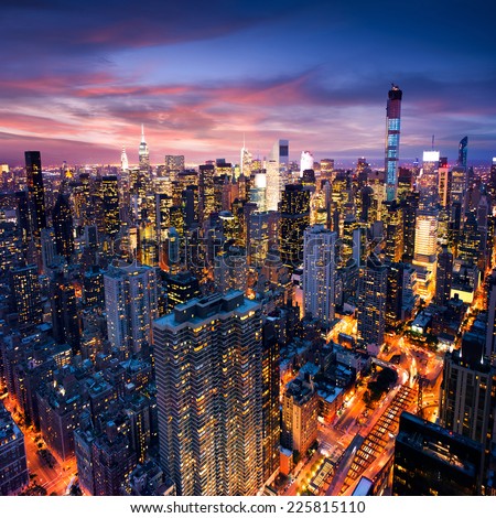 Big Apple after sunset - new york manhattan at night