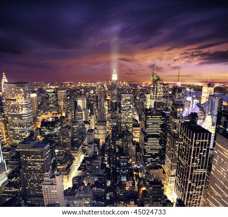 Big Apple after sunset - new york manhattan at night