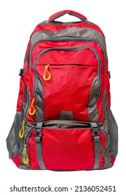 Big backpack. Red backpack. Isolate on a white background.