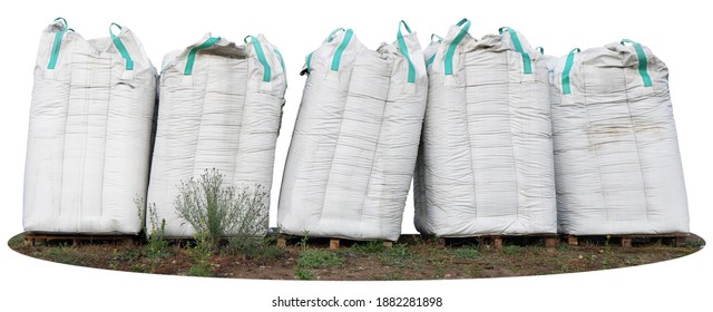 Big  Bags With Construction Debris Isolated On White