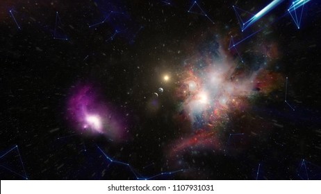 The Big Bang, The Birth Of The Universe. Galaxy Creation. Stock. The Birth Of The Universe In Space, A Big Bang