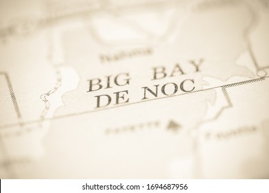 Big Bay De Noc. Michigan. USA on a geography map. - Shutterstock ID 1694687956